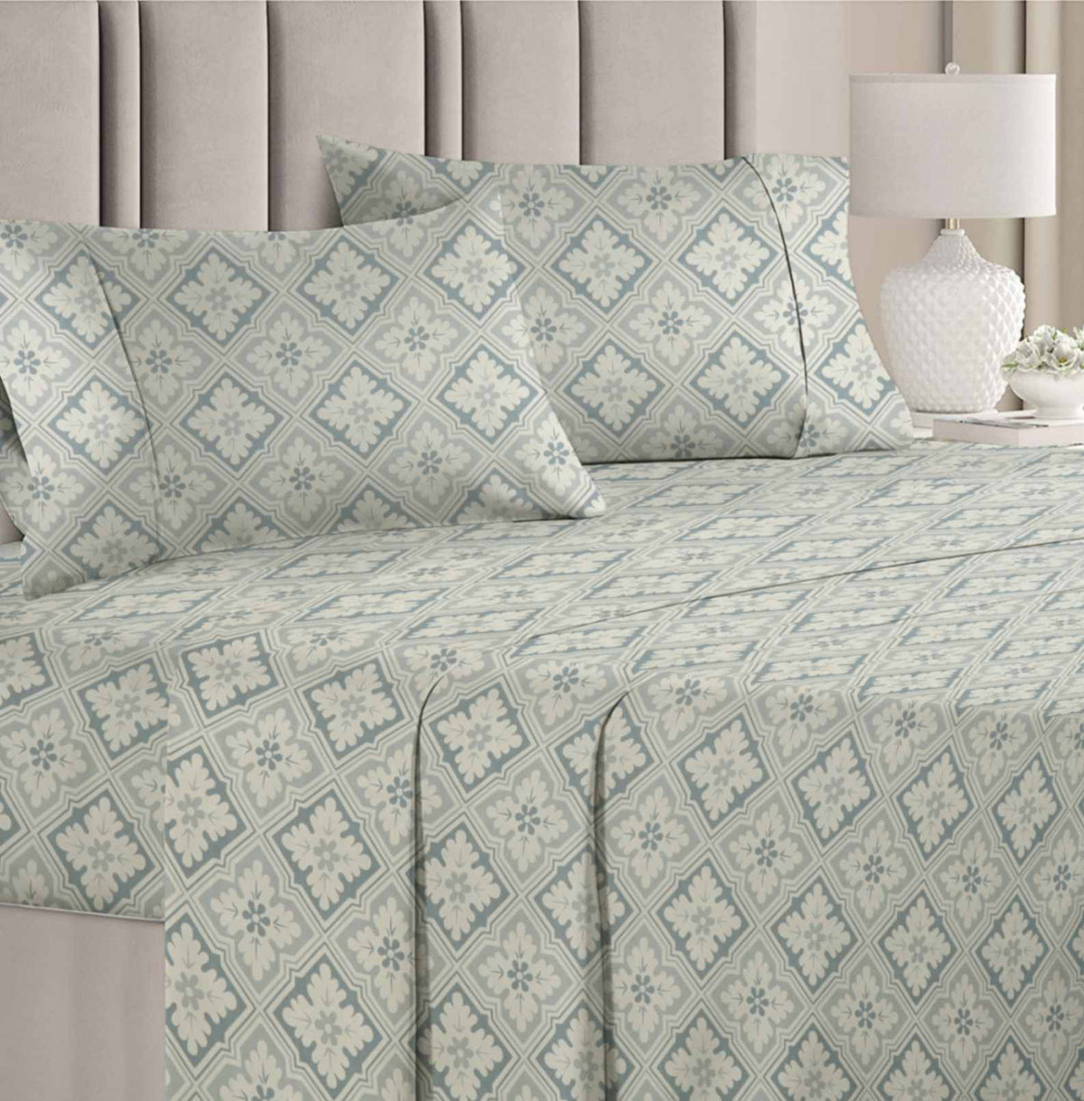 Valencia 4Pcs Bedding Set Silver Grey