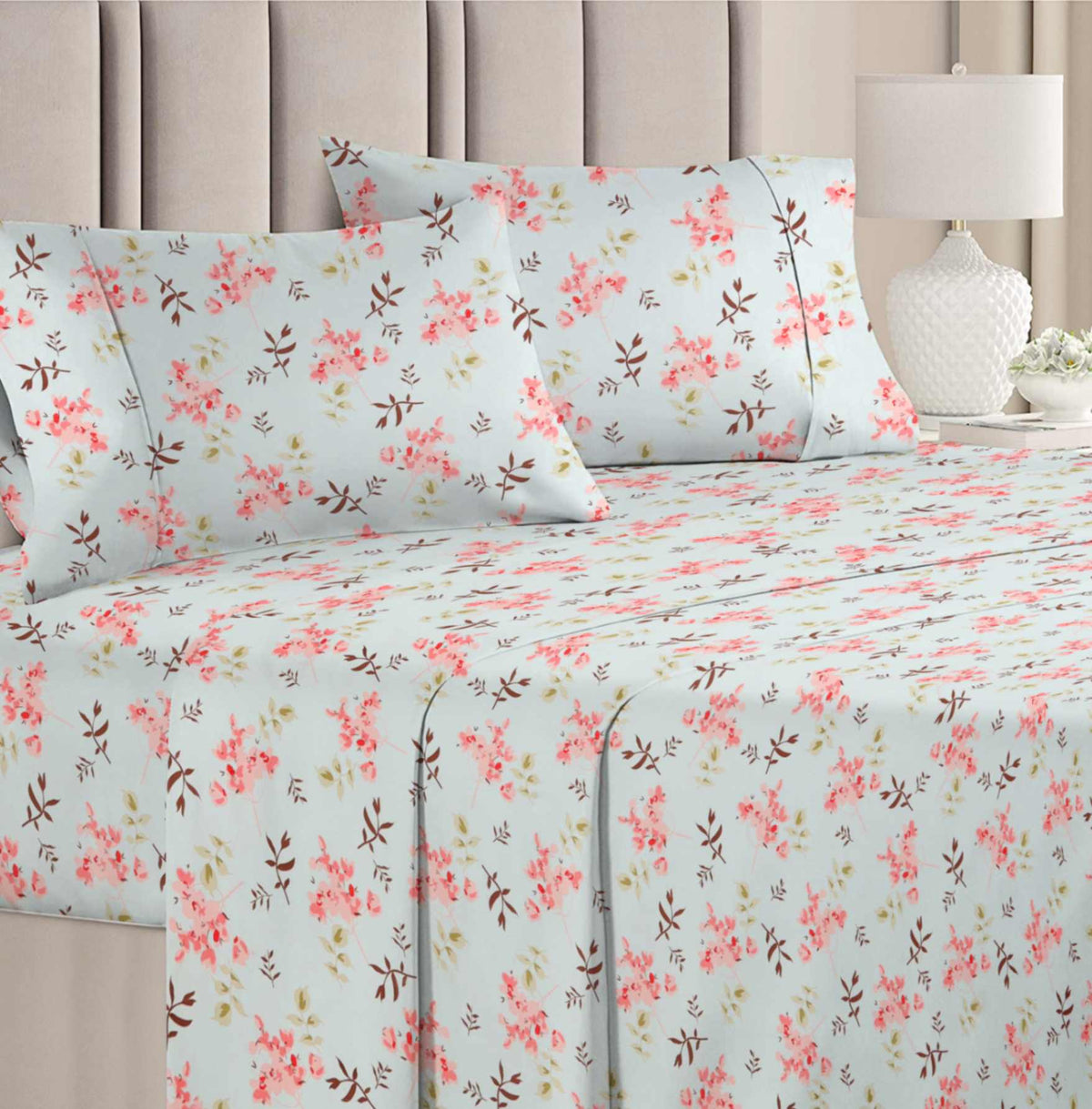 Valencia 4Pcs Bedding Set Soft Pink