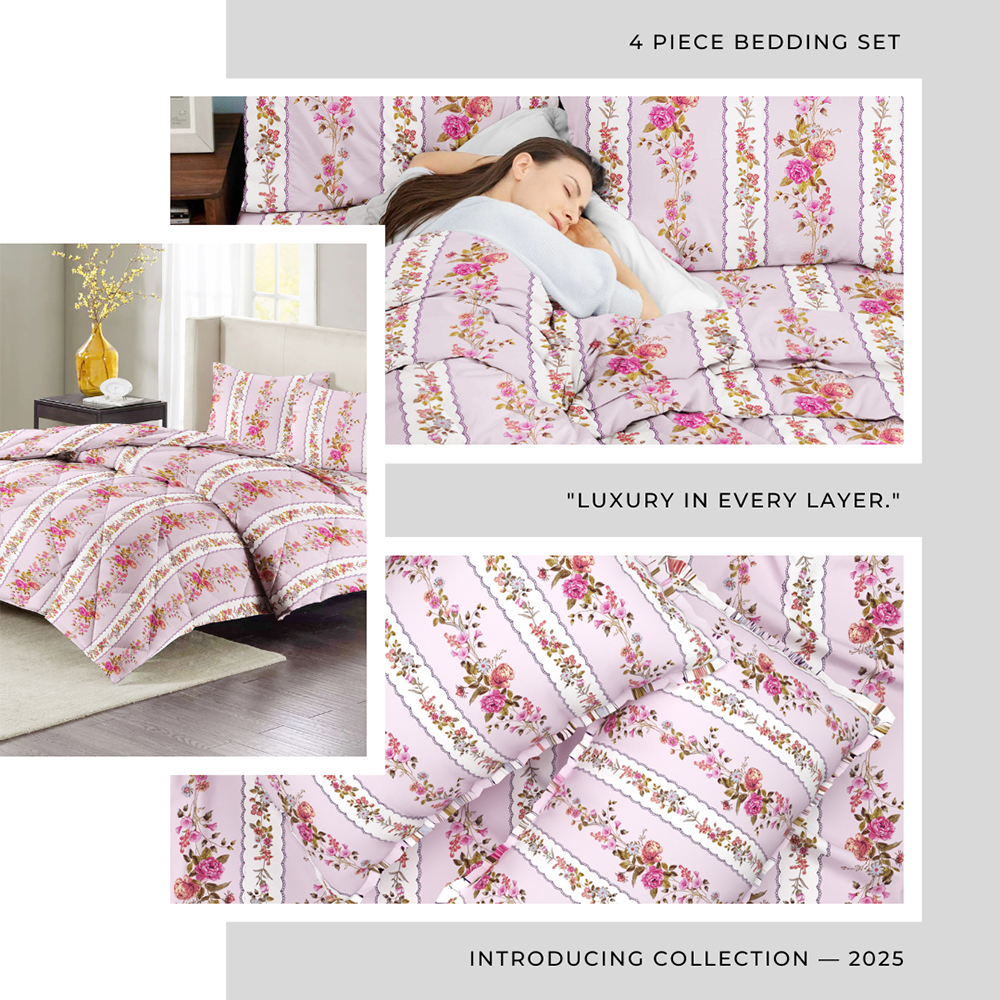 Valencia 4Pcs Bedding Set Baby Pink