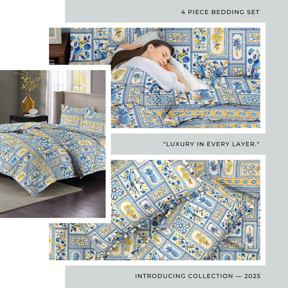 Valencia 4Pcs Bedding Set Royal Blue