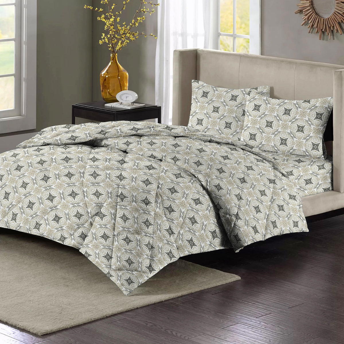 Valencia 4Pcs Bedding Set Light Grey