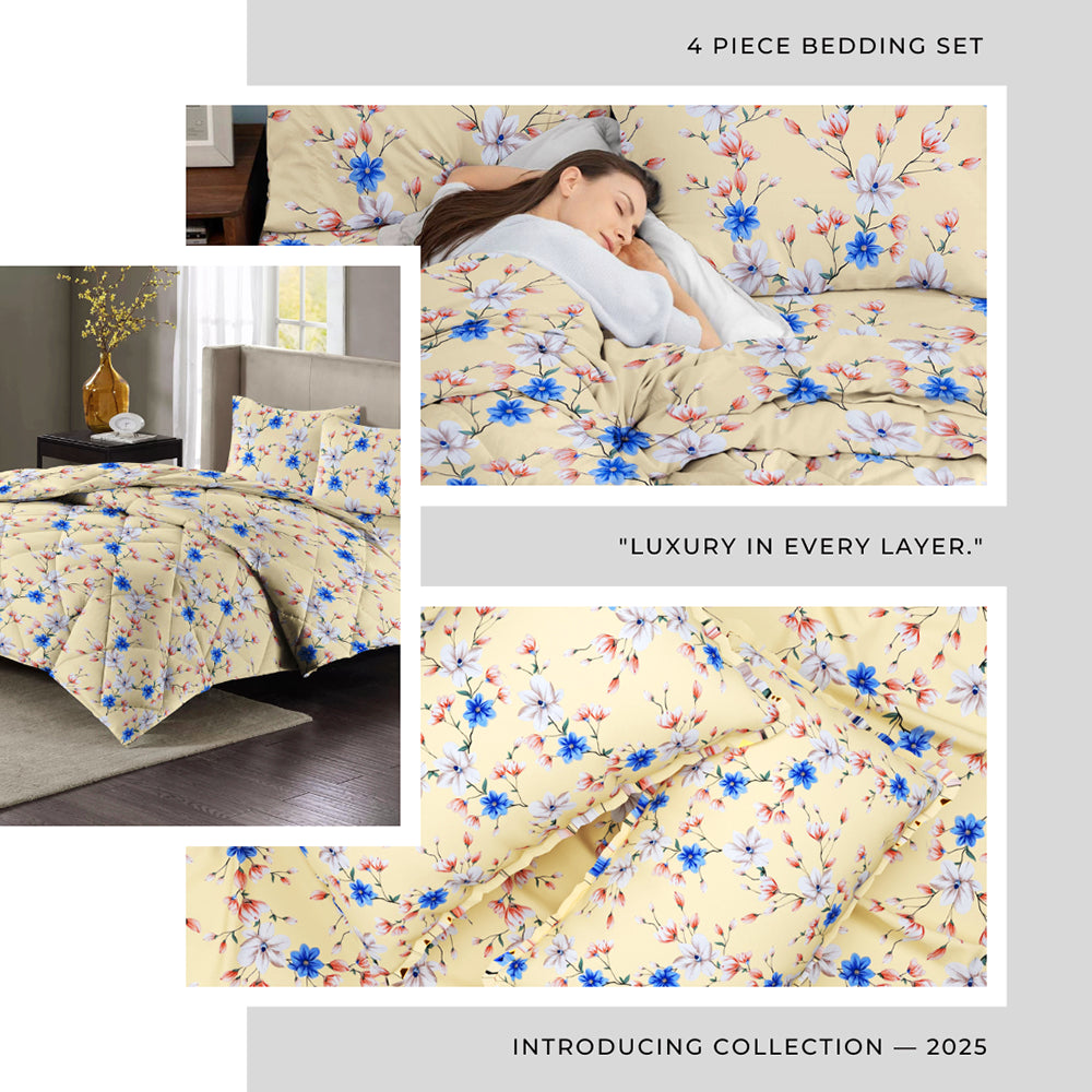 Valencia 4Pcs Bedding Set Ivory Cream