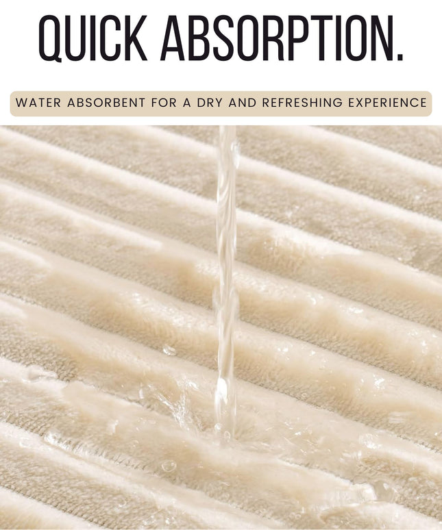 Memory Foam Pencil Design Bathmat Cream Beige