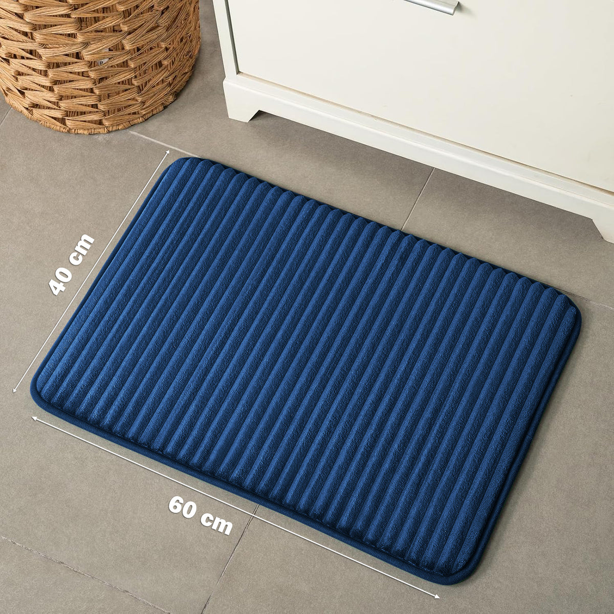 Memory Foam Pencil Design Bathmat Royal Blue