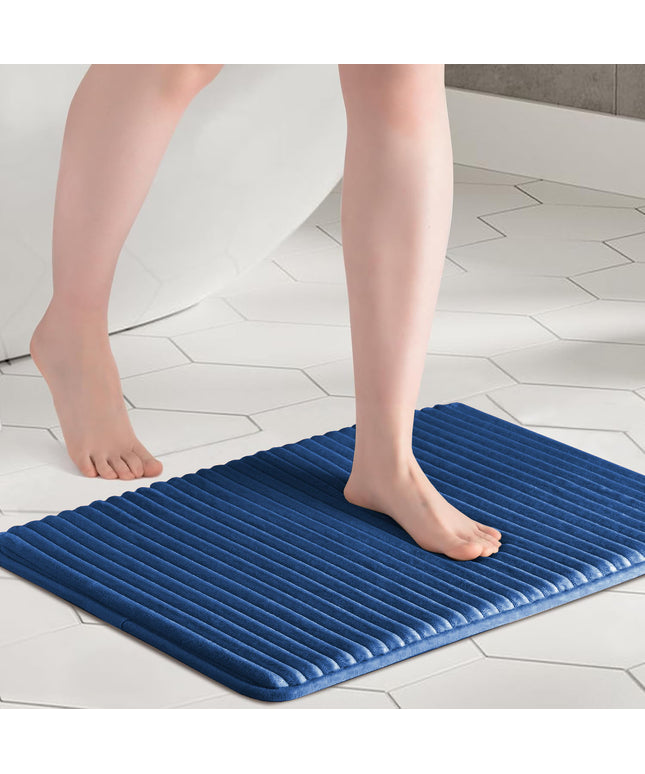 Memory Foam Pencil Design Bathmat Royal Blue