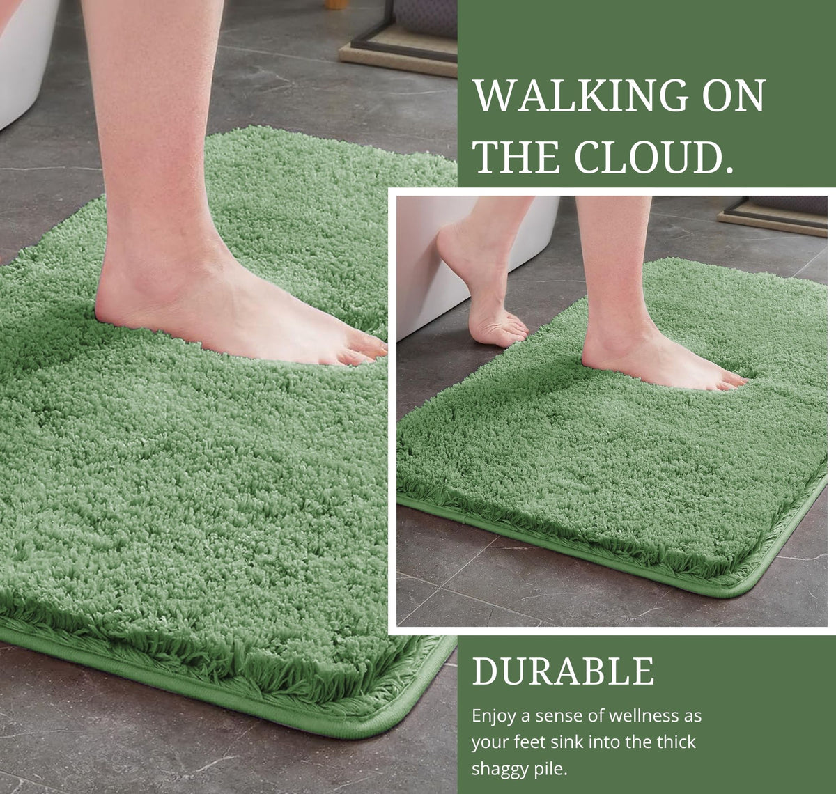 Microfiber Anti Skid Bathmat Sage Green