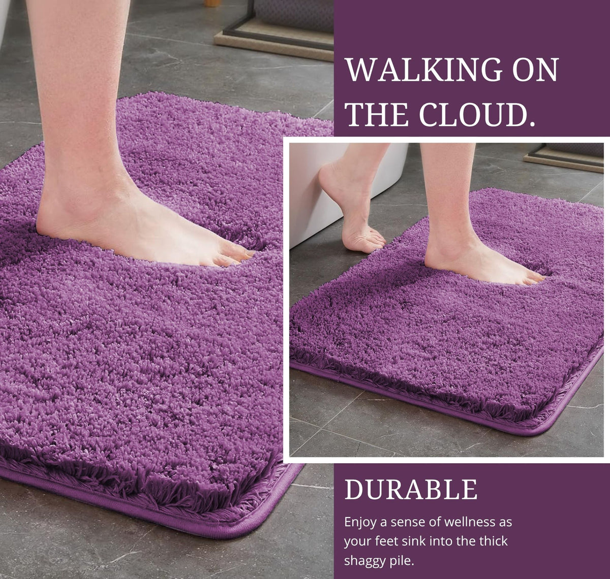 Microfiber Anti Skid Bathmat Lavender Purple