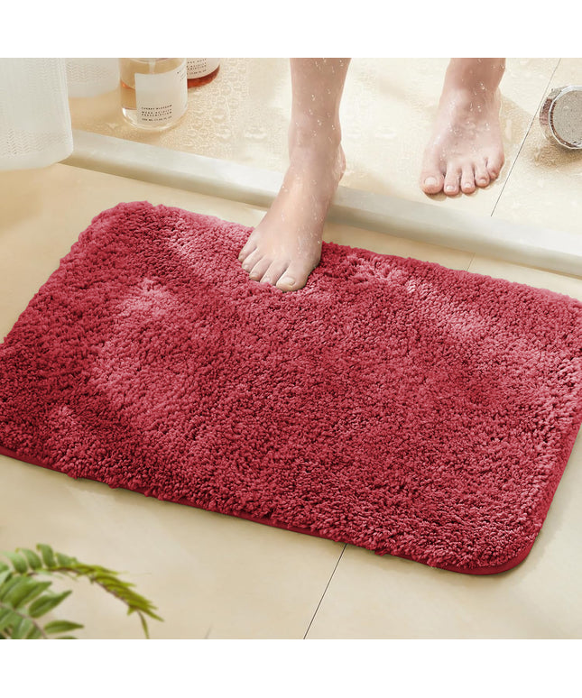 Microfiber Anti Skid Bathmat Crimson Red