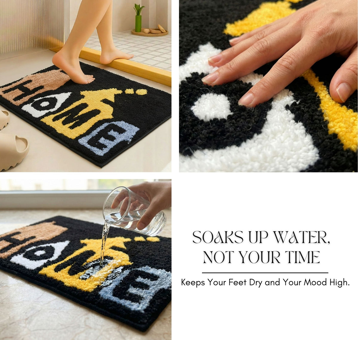 Tufted Mathmat Black Beige