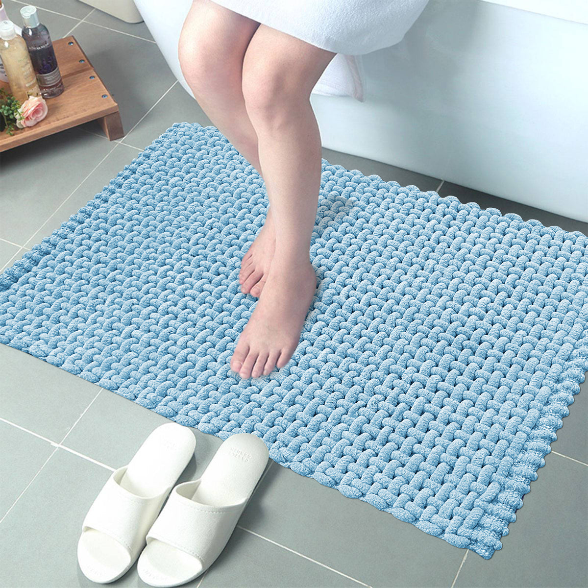 Chennile Bathmat Sky Blue