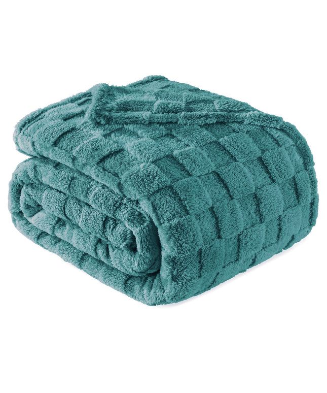 Coral  Flannel Blanket  Aqua Blue