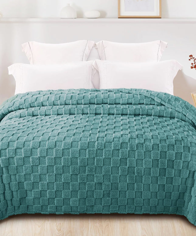 Coral  Flannel Blanket  Aqua Blue