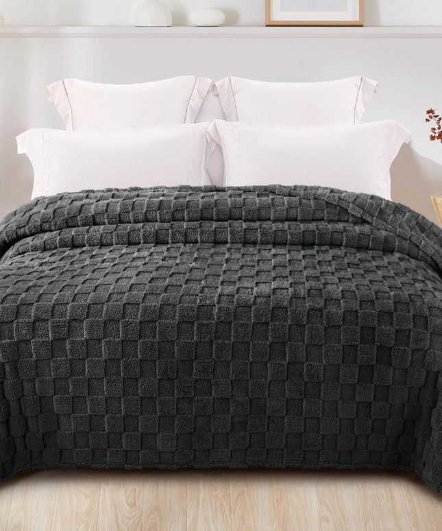 Coral  Flannel Blanket  Dark Grey