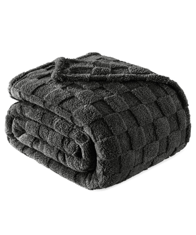 Coral  Flannel Blanket  Dark Grey