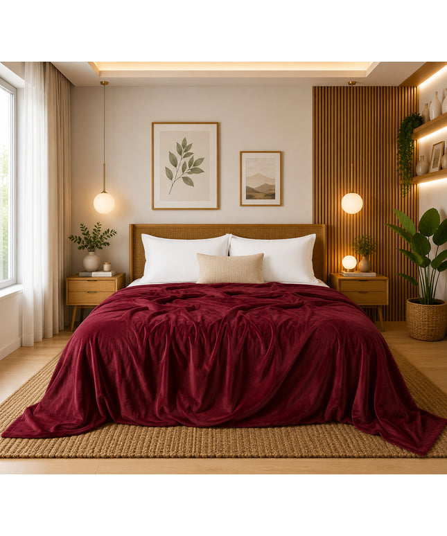 Solid  Flannel Blanket  Red