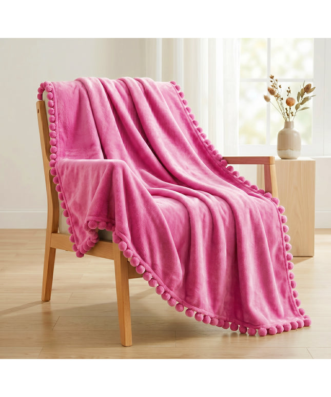 Pom Pom Blanket Pink