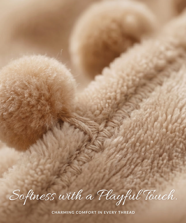 Pom Pom Blanket  Beige