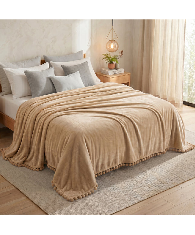Pom Pom Blanket   Aqua Blue