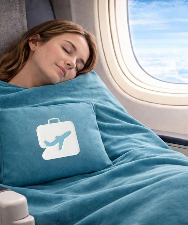 Travel Blanket  Aqua Blue