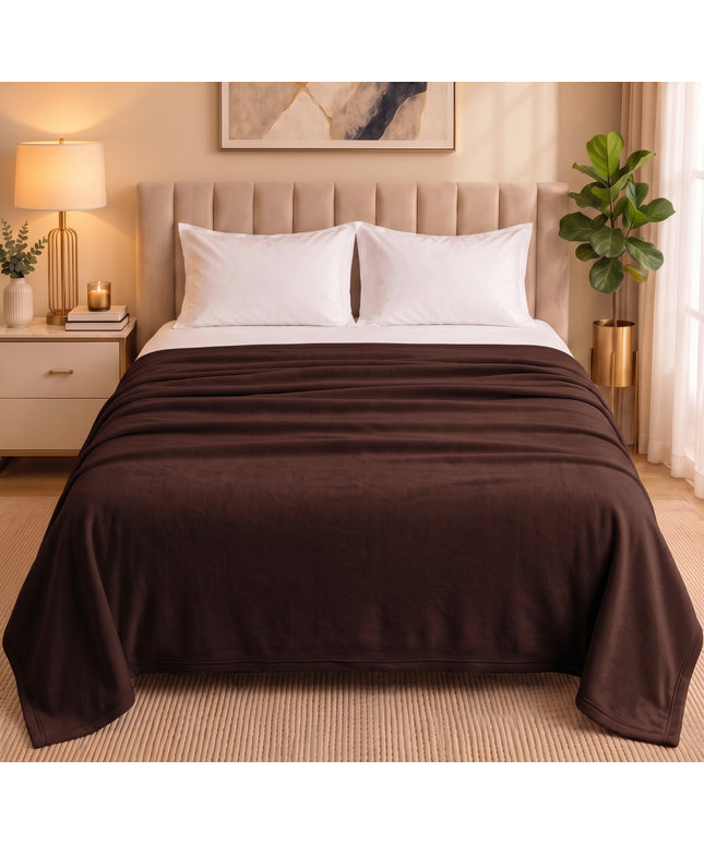 Solid Fleece Blanket  Coffee Brown