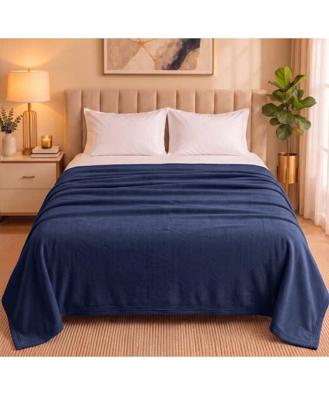 Solid Fleece Blanket  Dark Blue