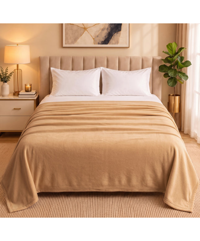 Solid Fleece Blanket  Beige