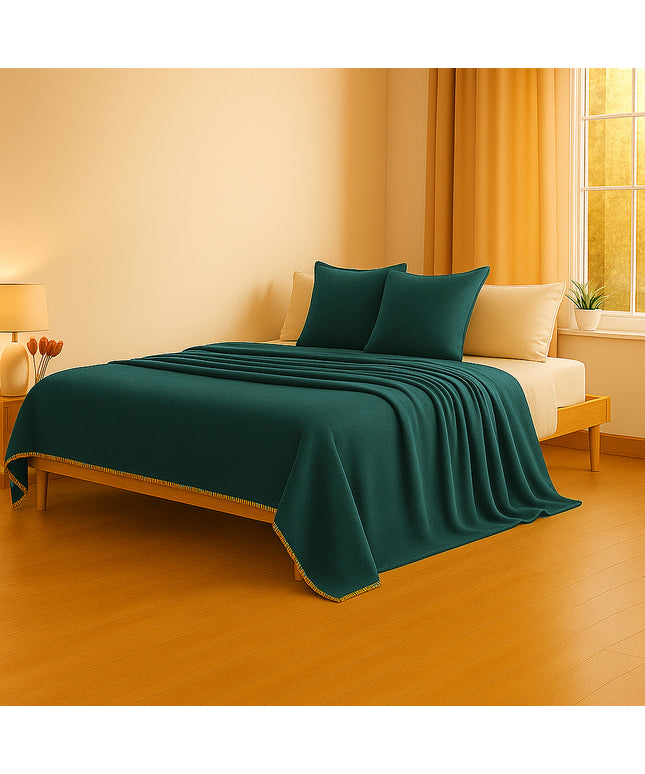 Luxury 260 GSM Flannel Blanket  Dark Green