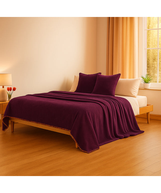 Luxury 260 GSM Flannel Blanket  Burgundy