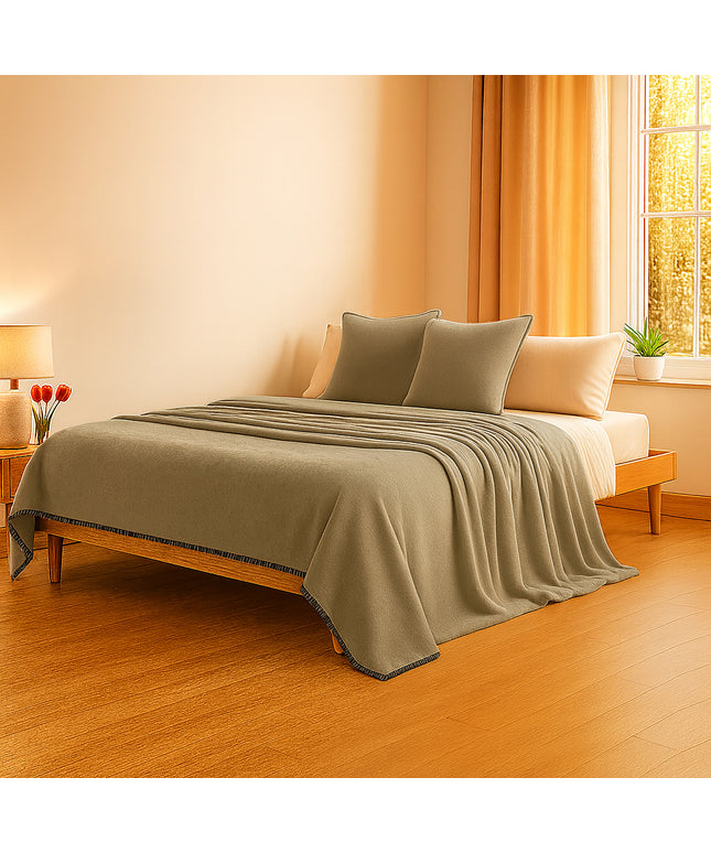 Luxury 260 GSM Flannel Blanket  Mouse Beige