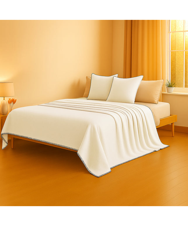 Luxury 260 GSM Flannel Blanket  Cream