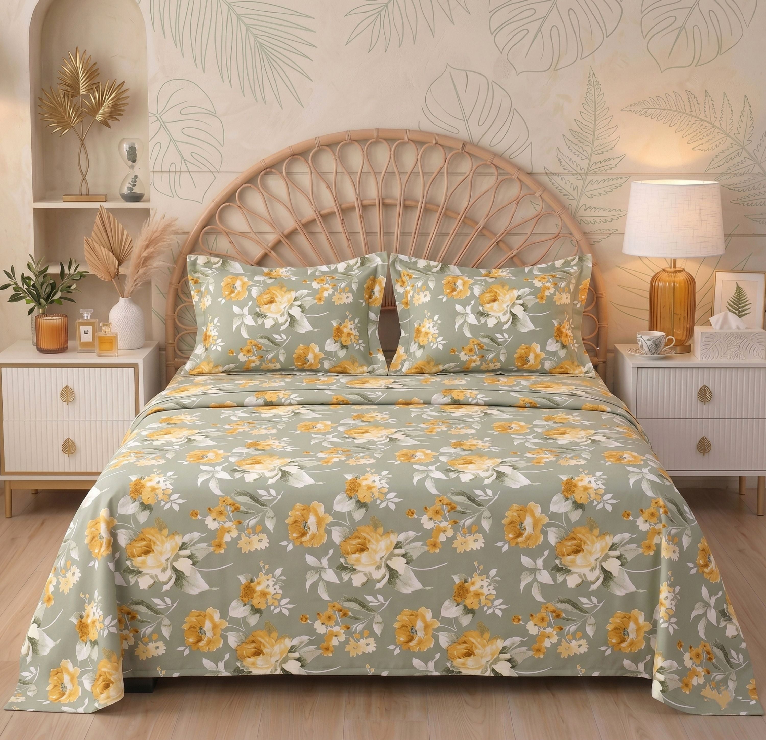 Urban Flat Bedsheet Grey Yellow
