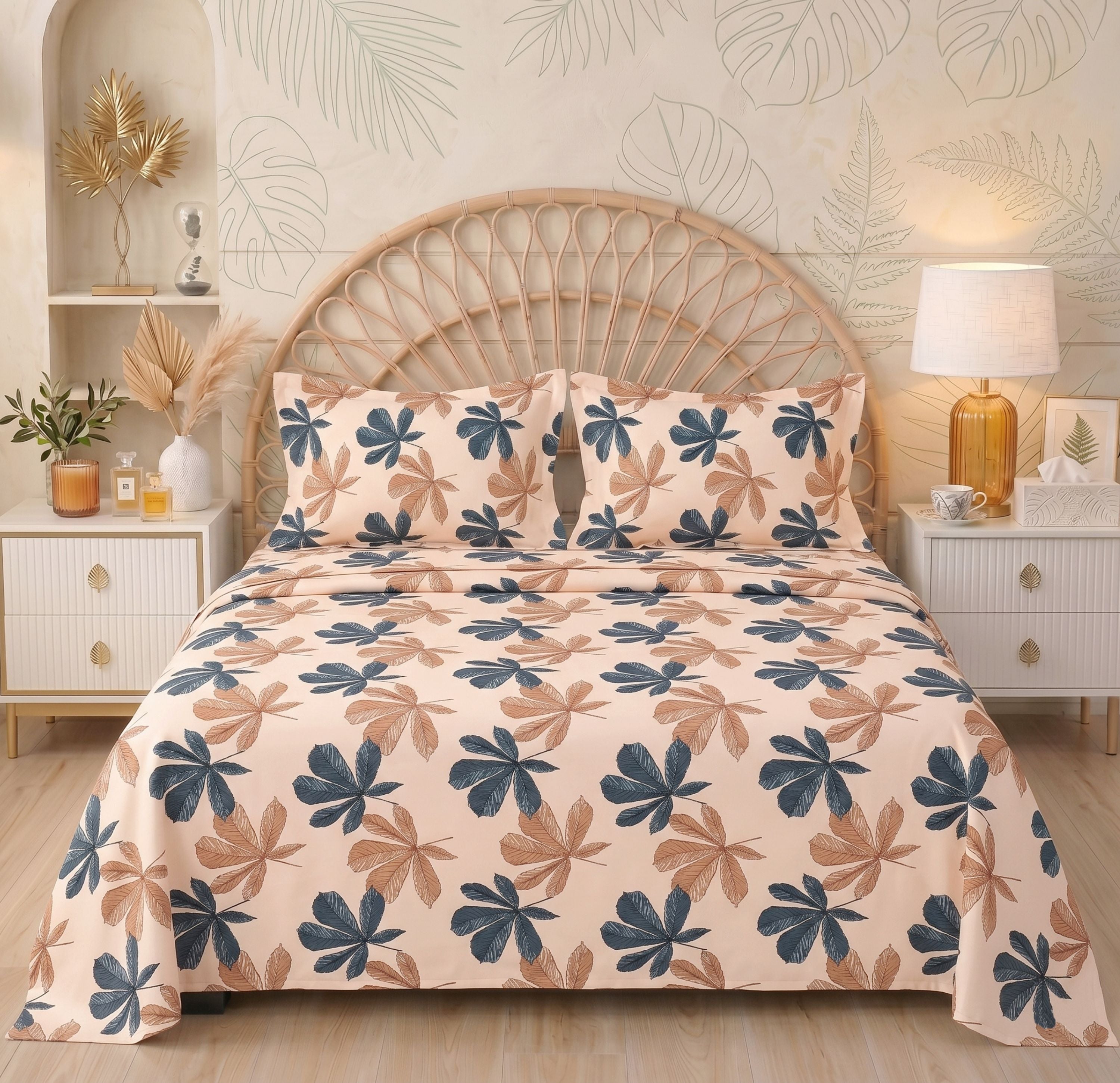 Urban Flat Bedsheet Peach Dark Grey