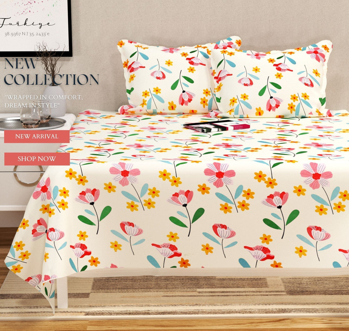Urban Flat Bedsheet White Pink