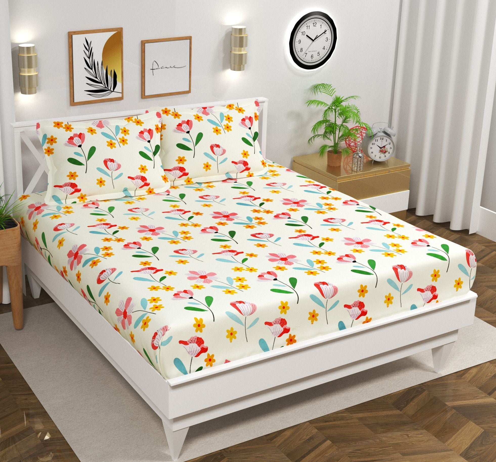Urban Flat Bedsheet White Pink