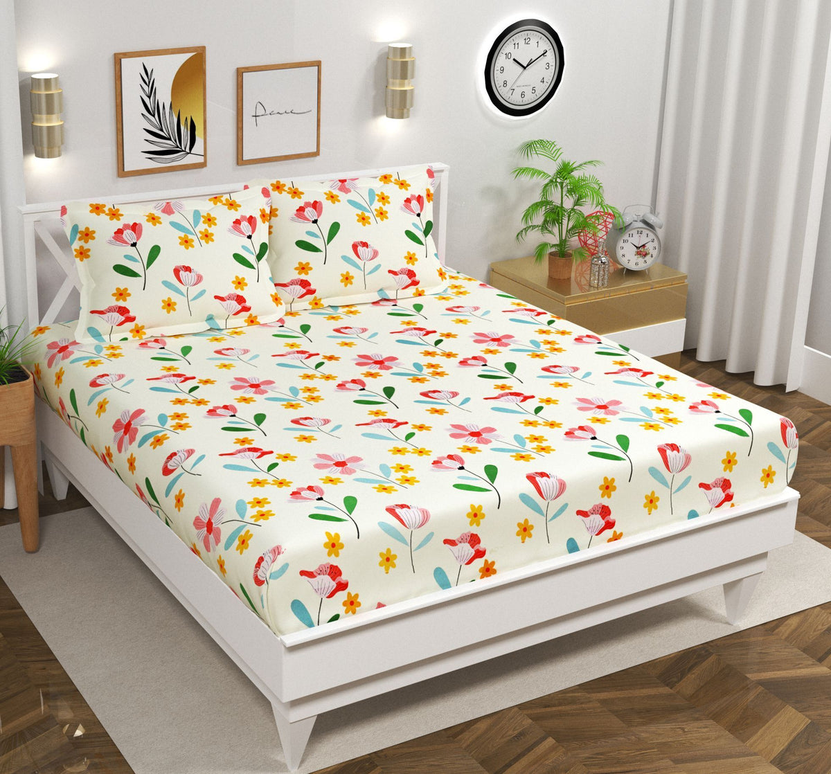 Urban Flat Bedsheet White Pink