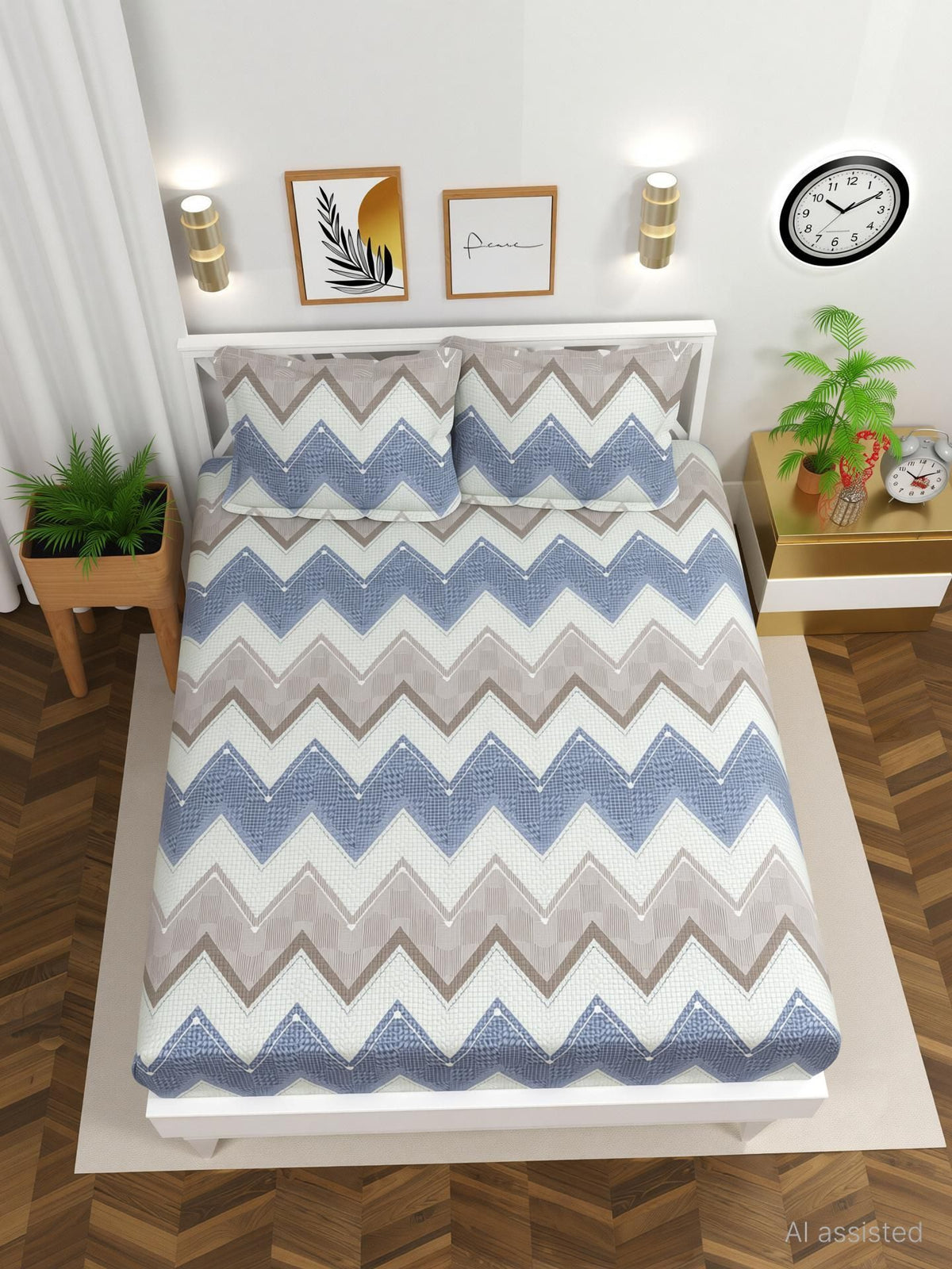 Urban Flat Bedsheet Off White Light Blue