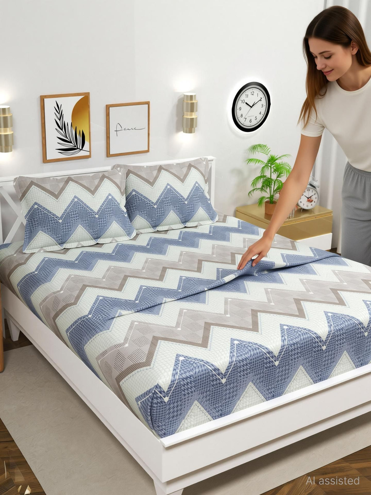Urban Flat Bedsheet Off White Light Blue