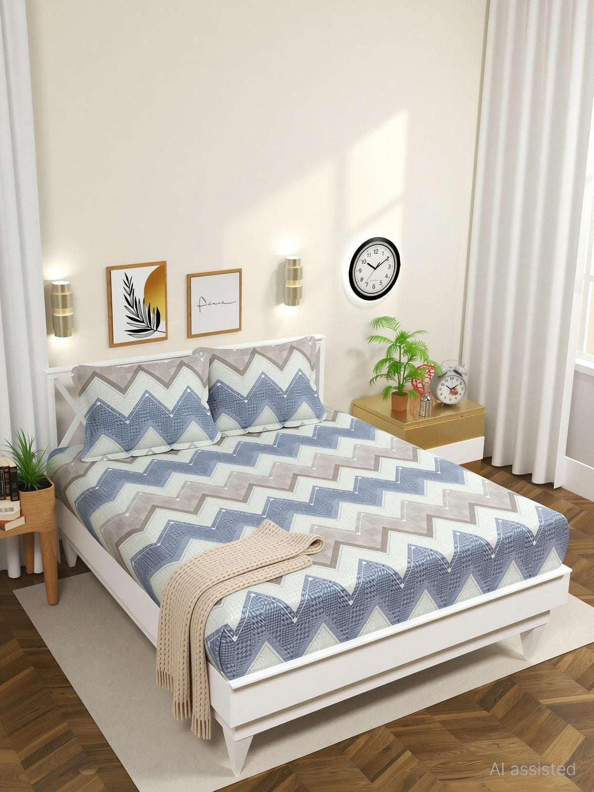 Urban Flat Bedsheet Off White Light Blue