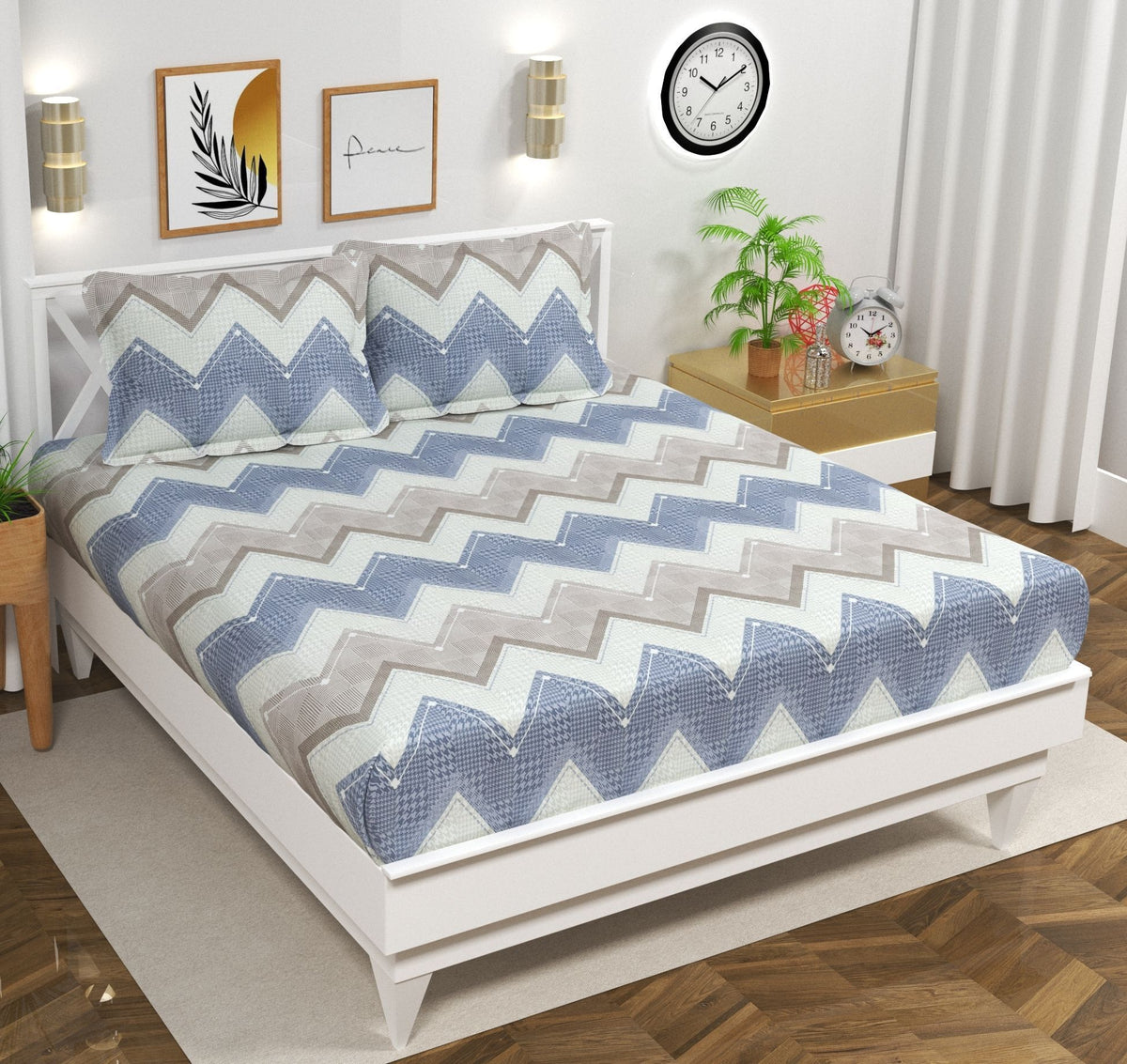 Urban Flat Bedsheet Off White Light Blue