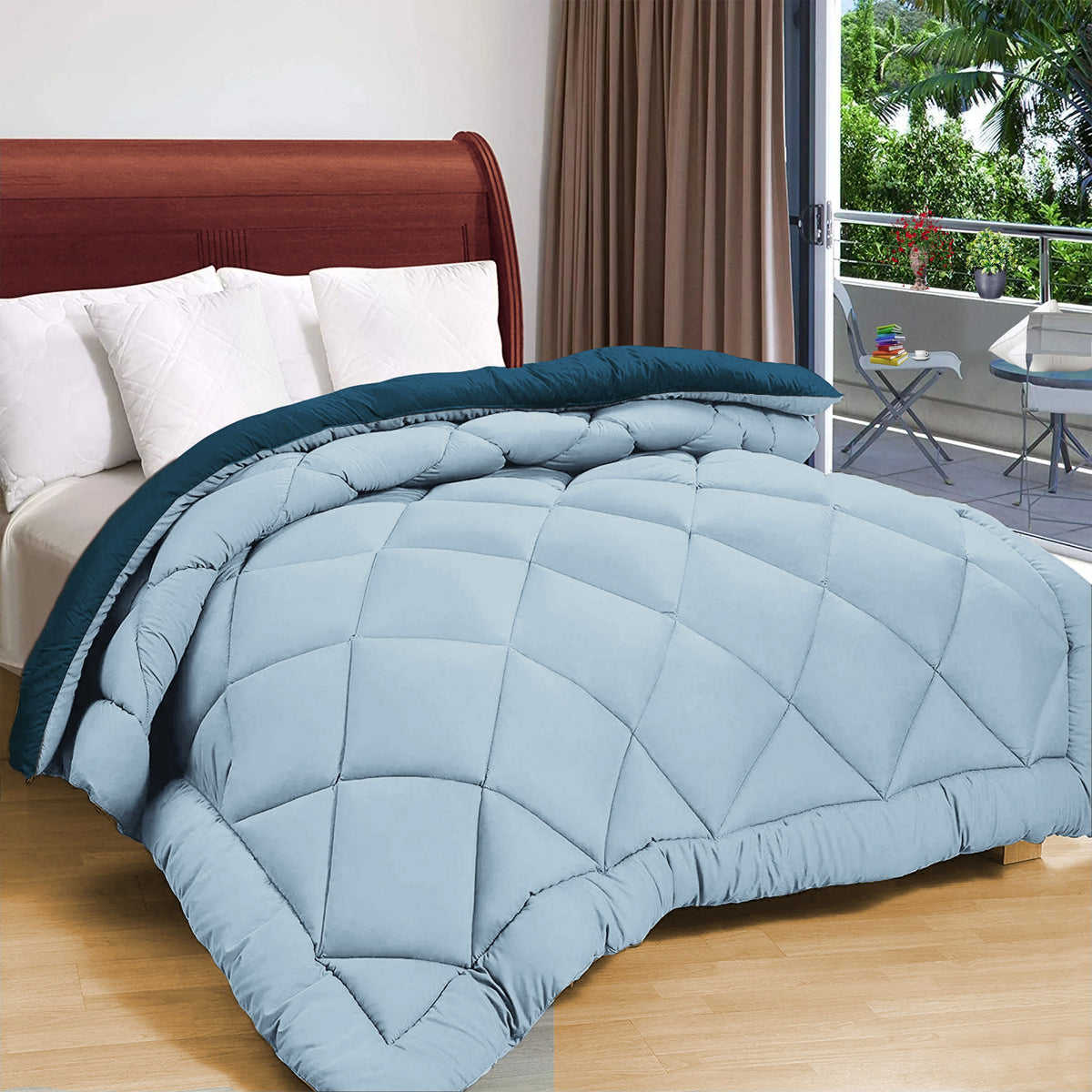 Solid Reversible Comforter Dark Blue Grey1