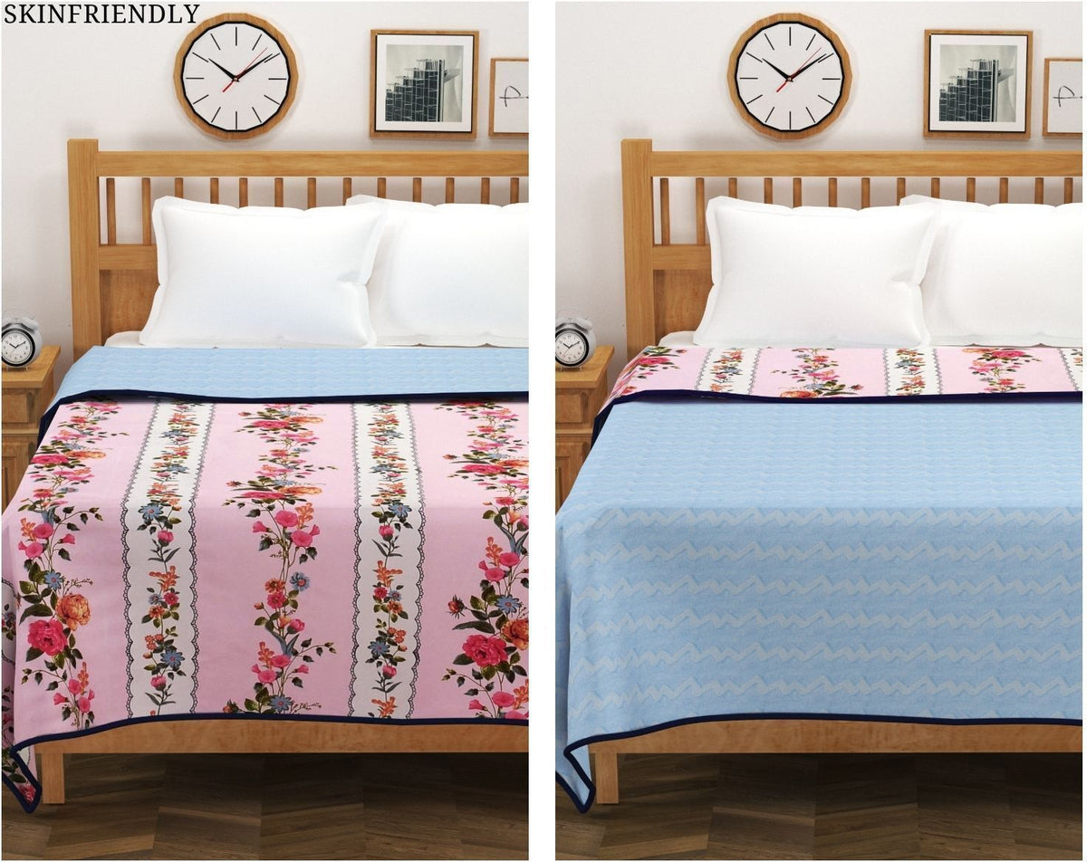Valencia Reversible Dohar Baby Pink Light Blue