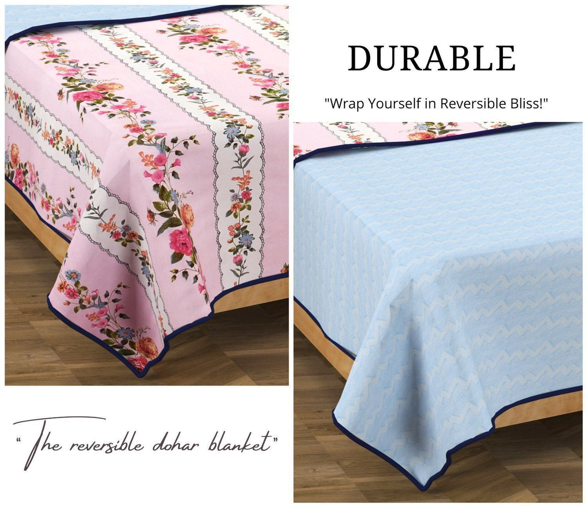 Valencia Reversible Dohar Baby Pink Light Blue