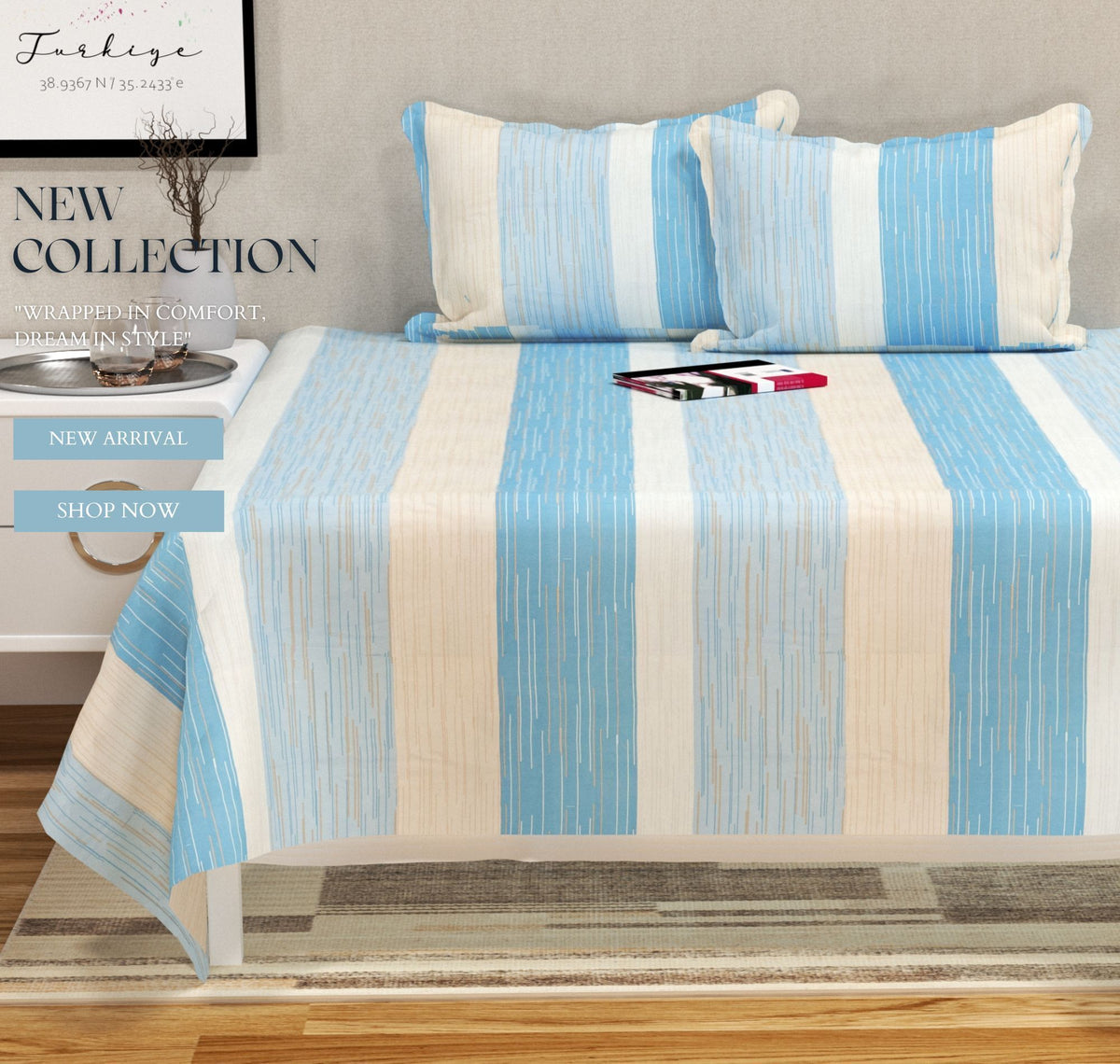 Urban Flat Bedsheet Blue White
