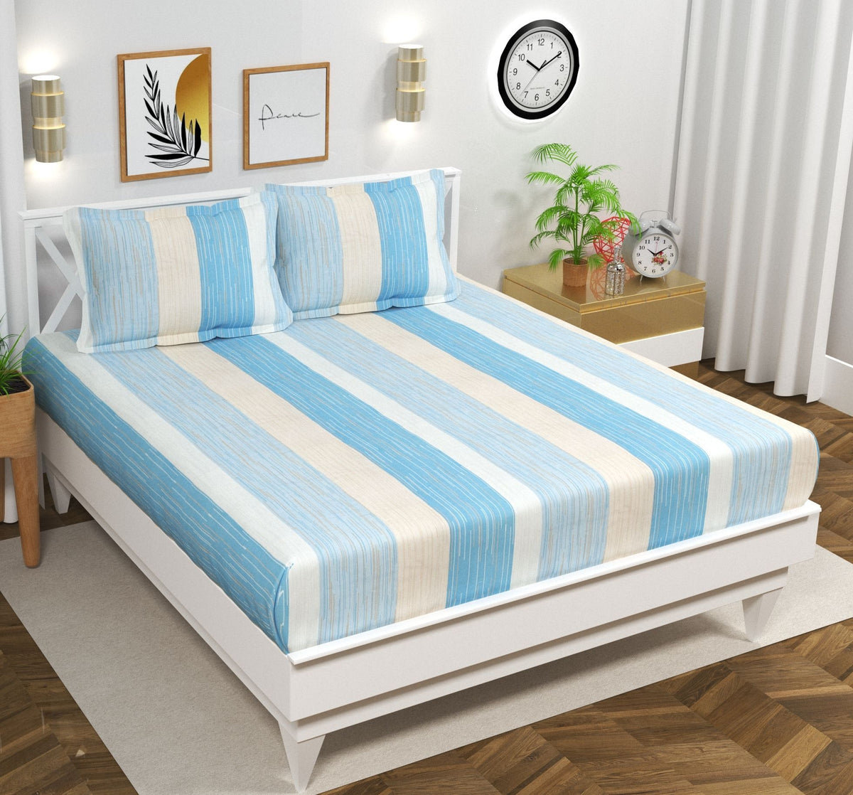 Urban Flat Bedsheet Blue White