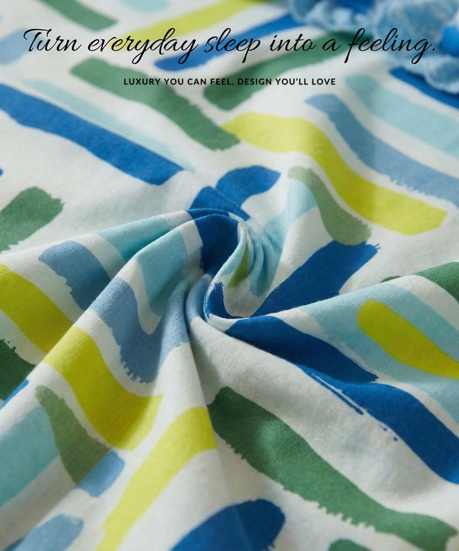 Frill Flat Bedsheet White Blue