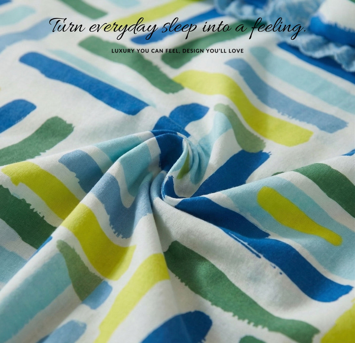 Frill Flat Bedsheet White Blue