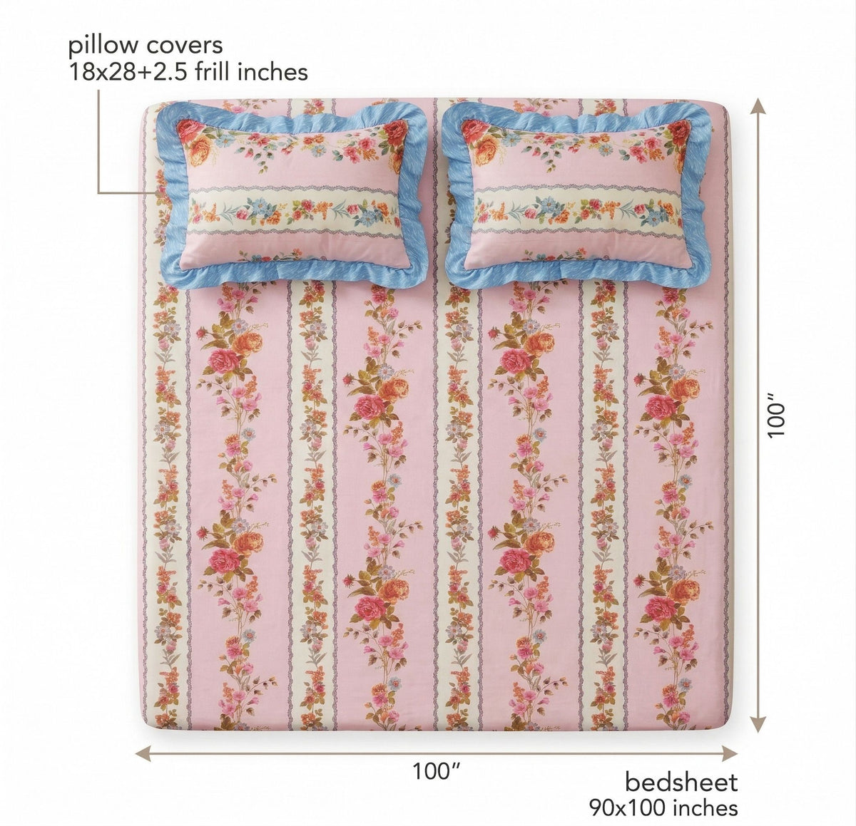 Frill Flat Bedsheet Baby Pink