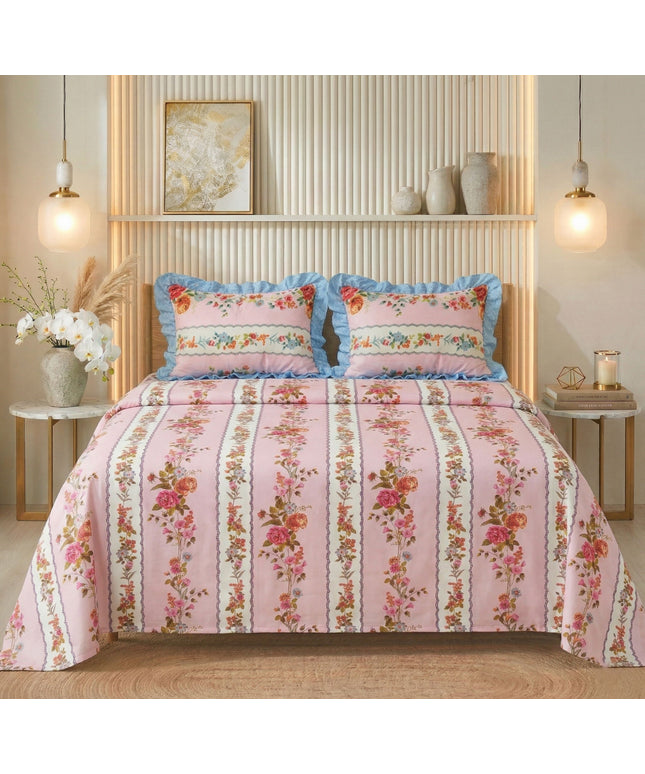 Frill Flat Bedsheet Baby Pink