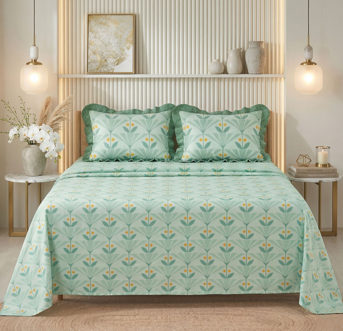 Frill Flat Bedsheet Orange