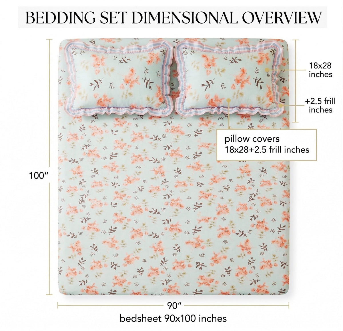 Frill Flat Bedsheet Sky Blue Pink
